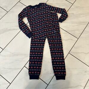 Janie & Jack Boys Train Christmas Pajamas Size 10 Long Sleeve Holiday Cotton EUC